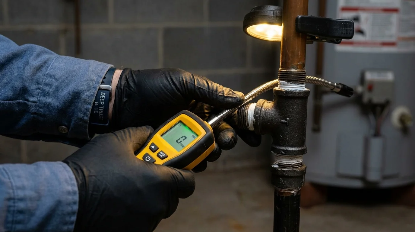 Gas leak detection with electronic sniffer by Johns Plumbing LLC in Pine Grove