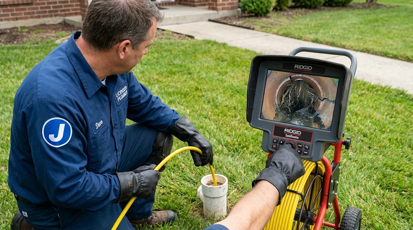 Sewer camera inspection being performed by Johns Plumbing LLC in Pine Grove