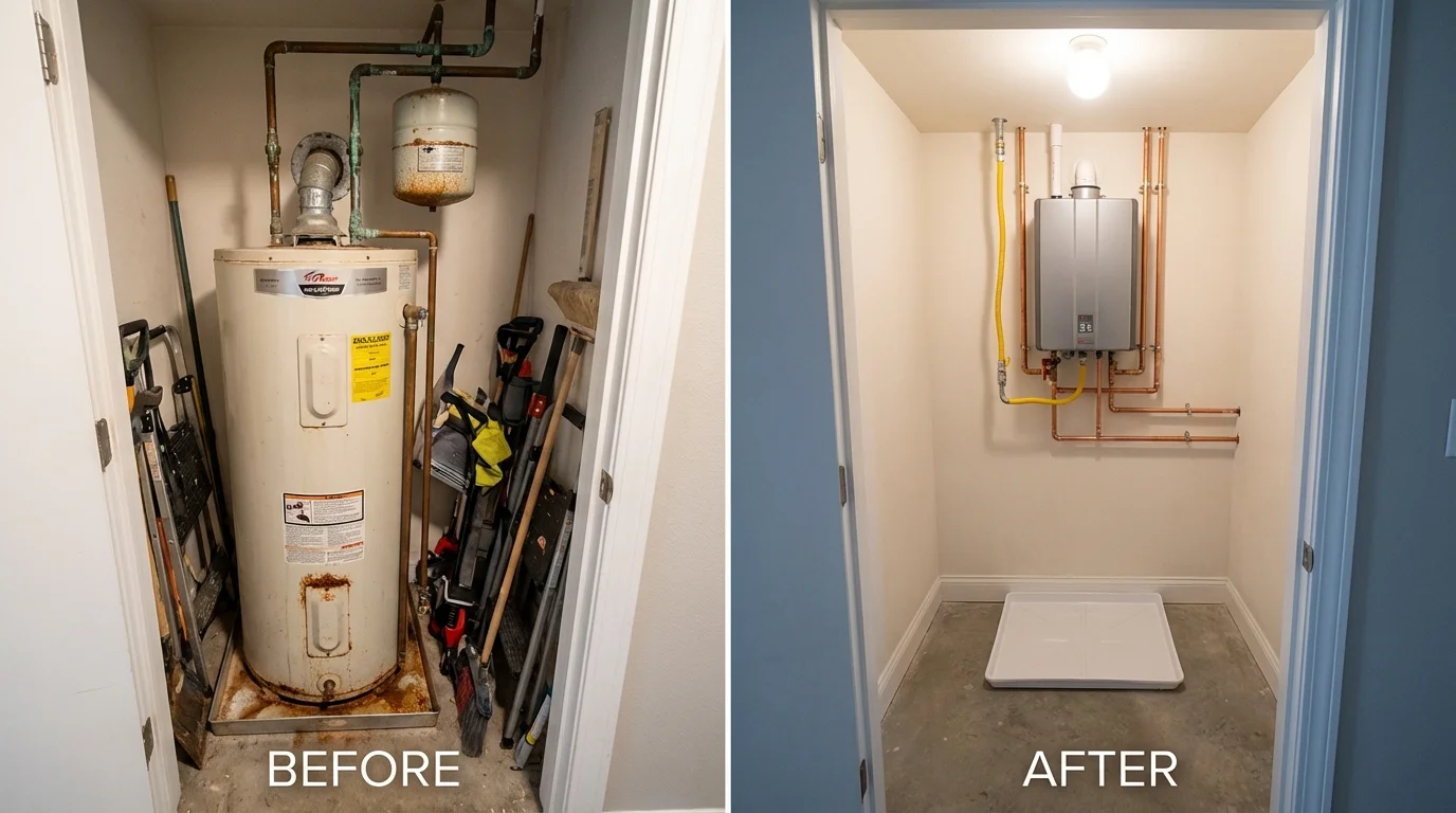 Tank water heater versus wall-mounted tankless unit comparison for Pine Grove, CA homeowners